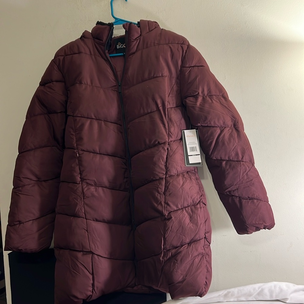 NEW Big Chill Women's Chevron Quilted Puffer Jacket with Hood, Size XL